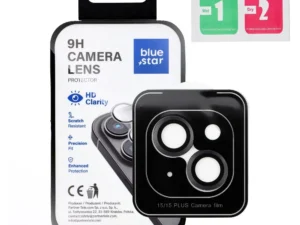 Tempered Glass Camera Lens Protector for iPhone 15 / 15 PLUS Blue Star Easy Install black