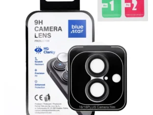 Tempered Glass Camera Lens Protector for iPhone 16 / 16 PLUS Blue Star Easy Install black