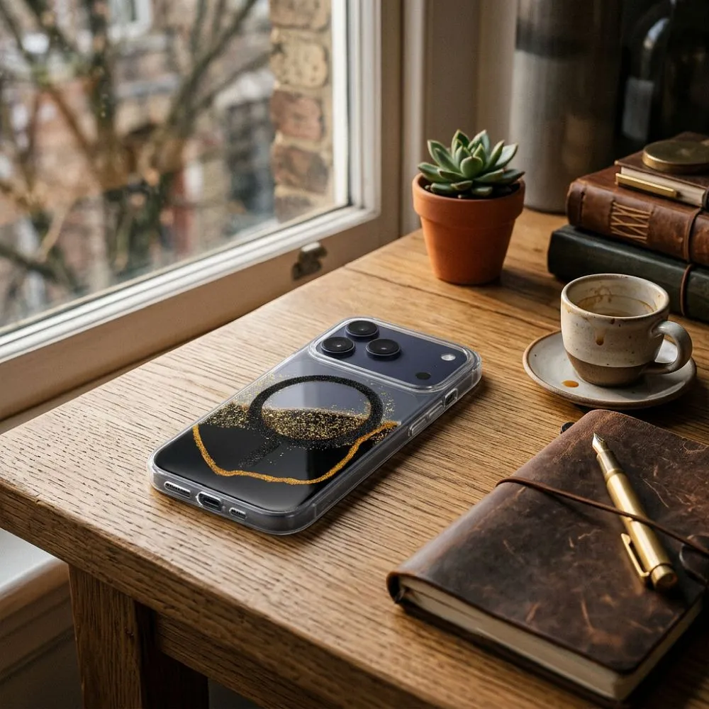 Case for iPhone 17 Pro Max / 18 Pro Max (low camera edge) Golden compatible with MagSafe black - 3. kép