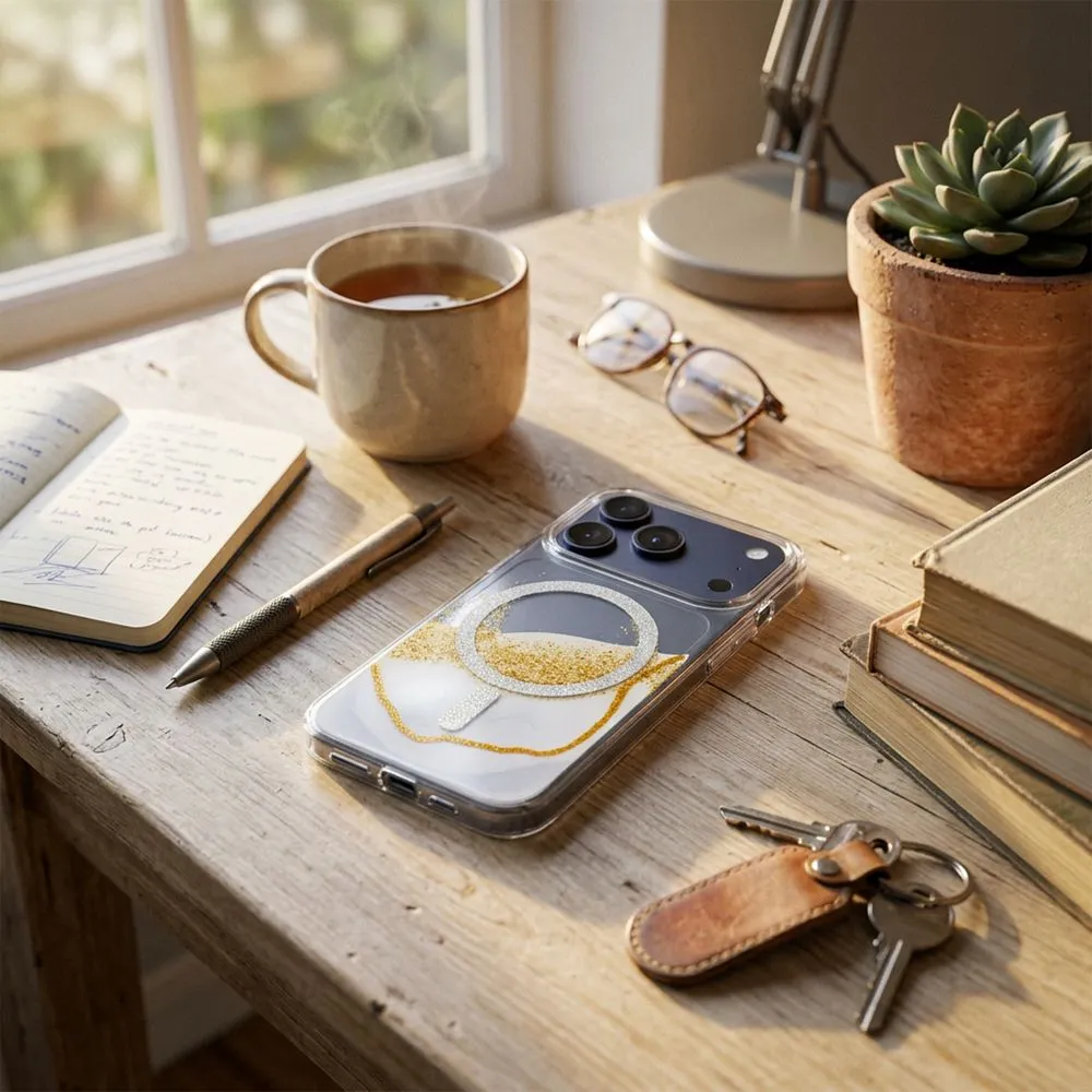 Case for iPhone 13 / 14 Golden compatible with MagSafe white - Image 4