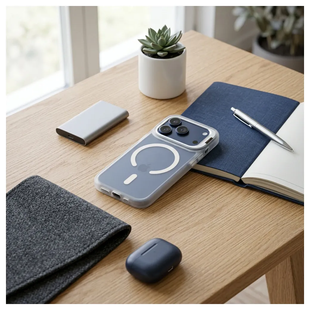 Case for iPhone 18 Pro / 17 Pro Forcell F-Protect Shadow Stand Premium compatible with MagSafe silver