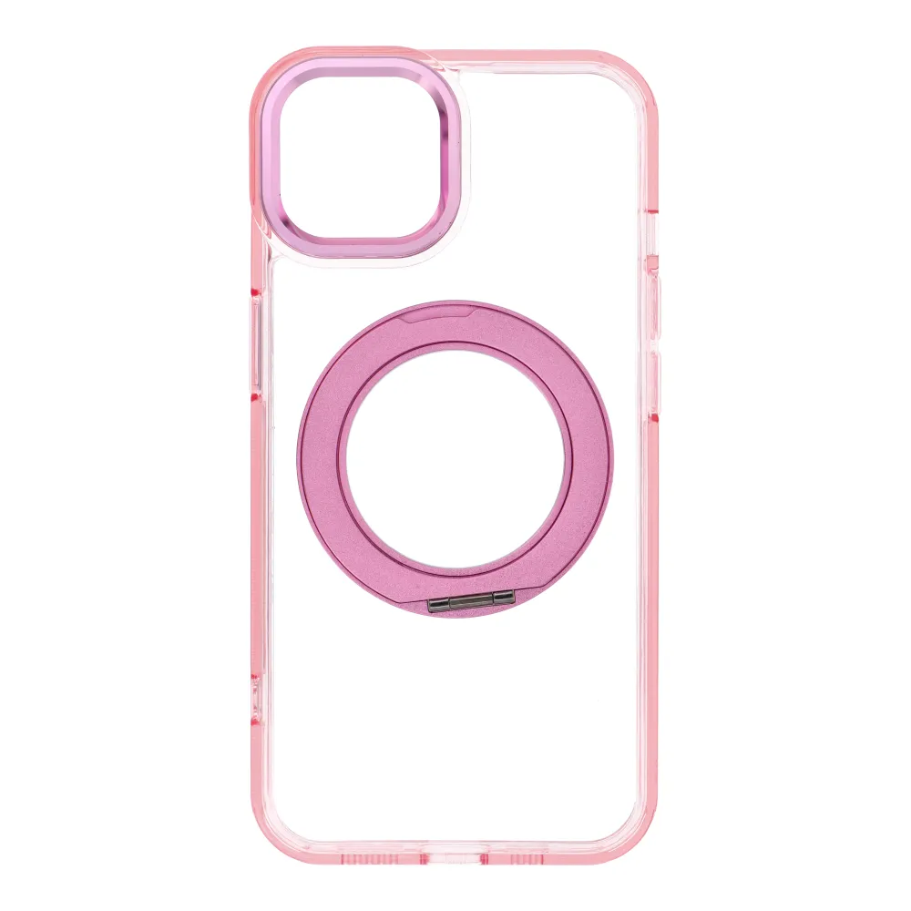 Case for iPhone 13 Frame Circle Stand compatible with MagSafe pink