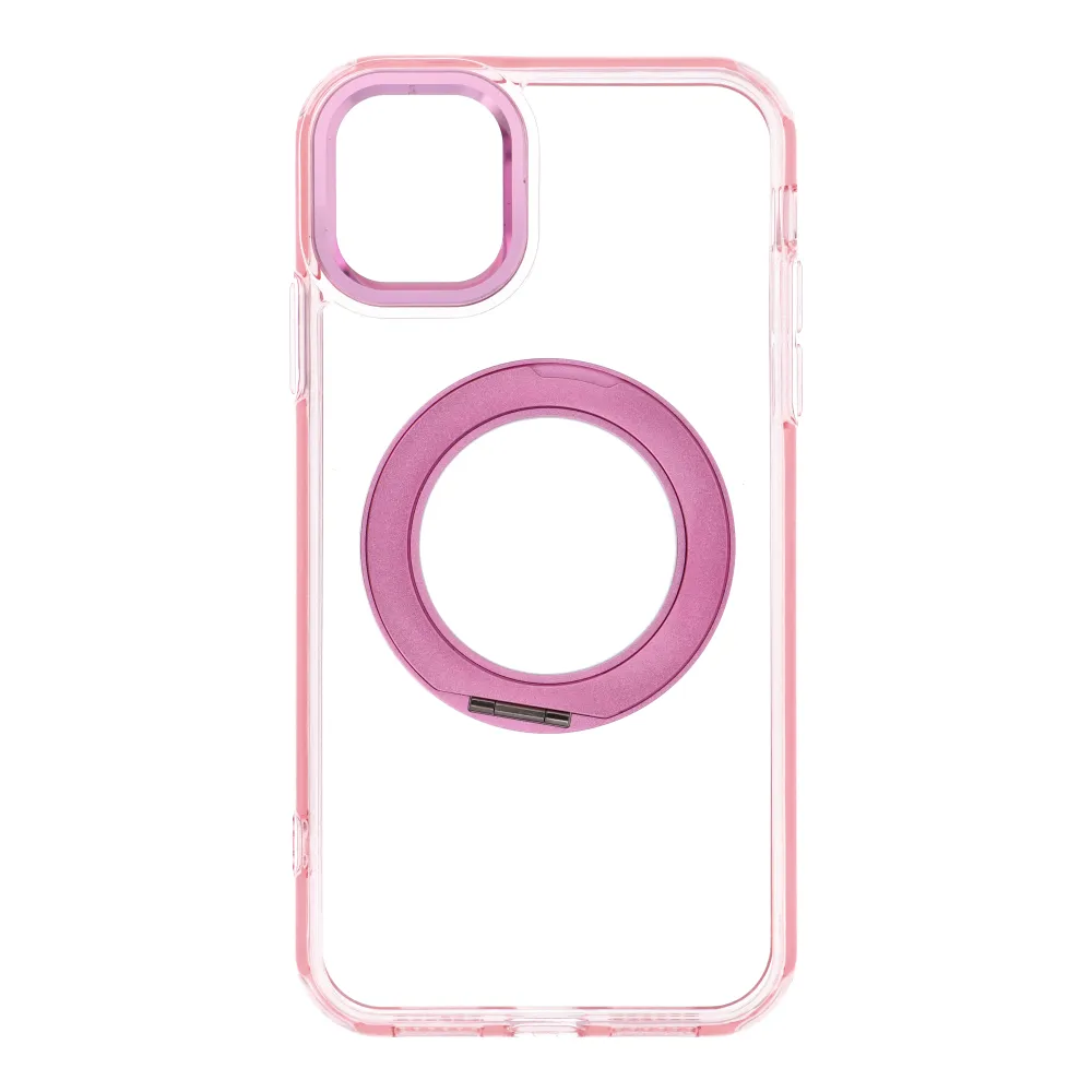Case for iPhone 11 Frame Circle Stand compatible with MagSafe pink