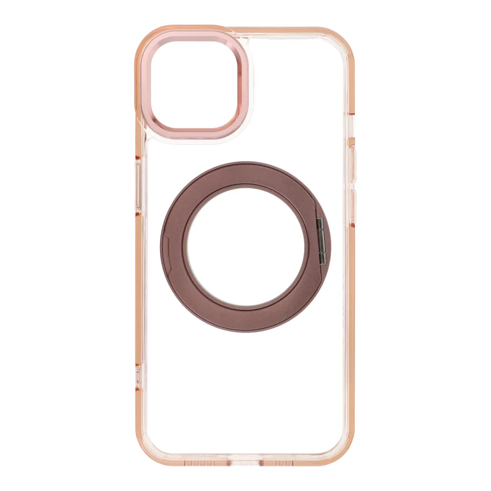 Case for iPhone 14 Frame Circle Stand compatible with MagSafe gold