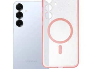Case for Samsung S25 PLUS Clear Mag Cover - Glitter (STR) compatible with MagSafe pink glitter