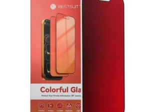 Bestsuit Flexible Hybrid Glass 5D Colorfull Privacy 180 for IPHONE 15 Pro Max magenta