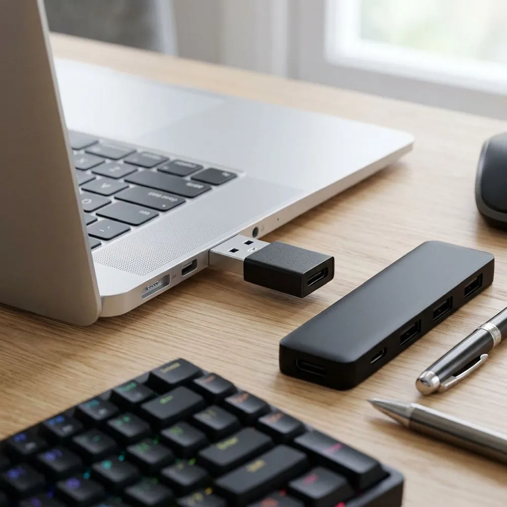 C típusú - USB A 3.0 adapter, Blue Star - fekete - 5. kép