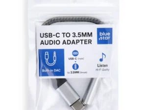 Blue Star adapter: AUX C-típus (hím) – 3,5 mm-es jack (nő) – szürke