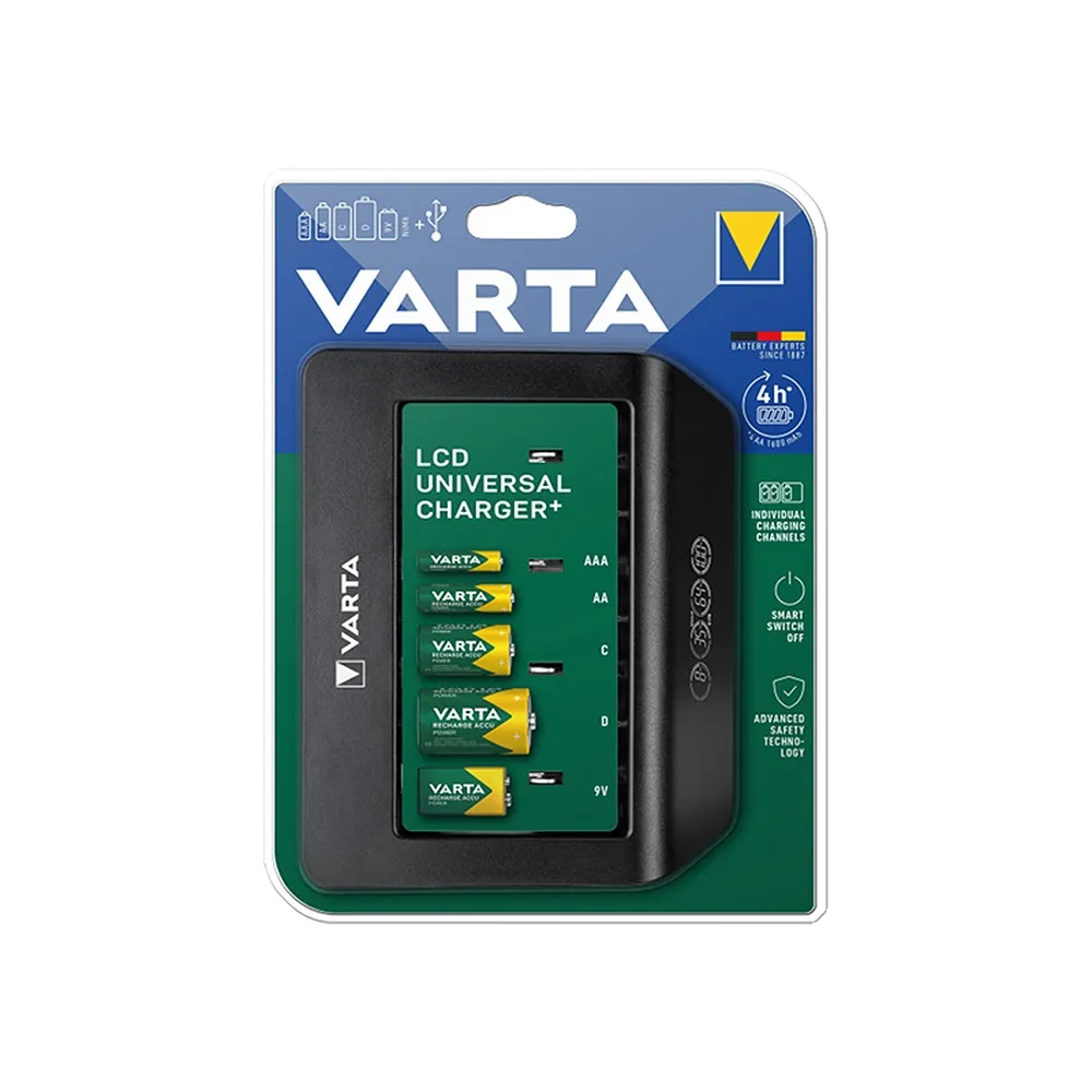 VARTA LCD UNIVERSAL CHARGER + 57688 9V, R14, R20 (without batteries)
