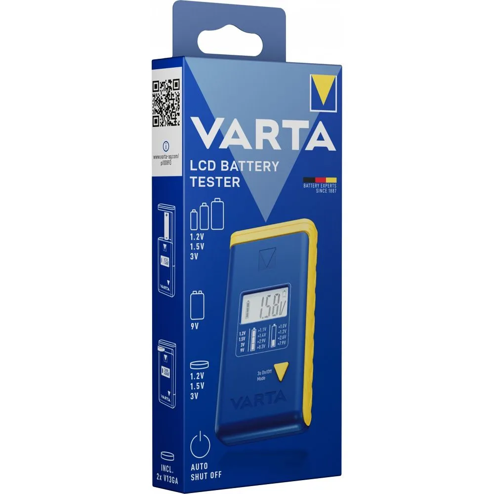 VARTA battery tester with digital display (AA, AAA, Type C, Type D, 9V, button) 893101111 blue - Image 6