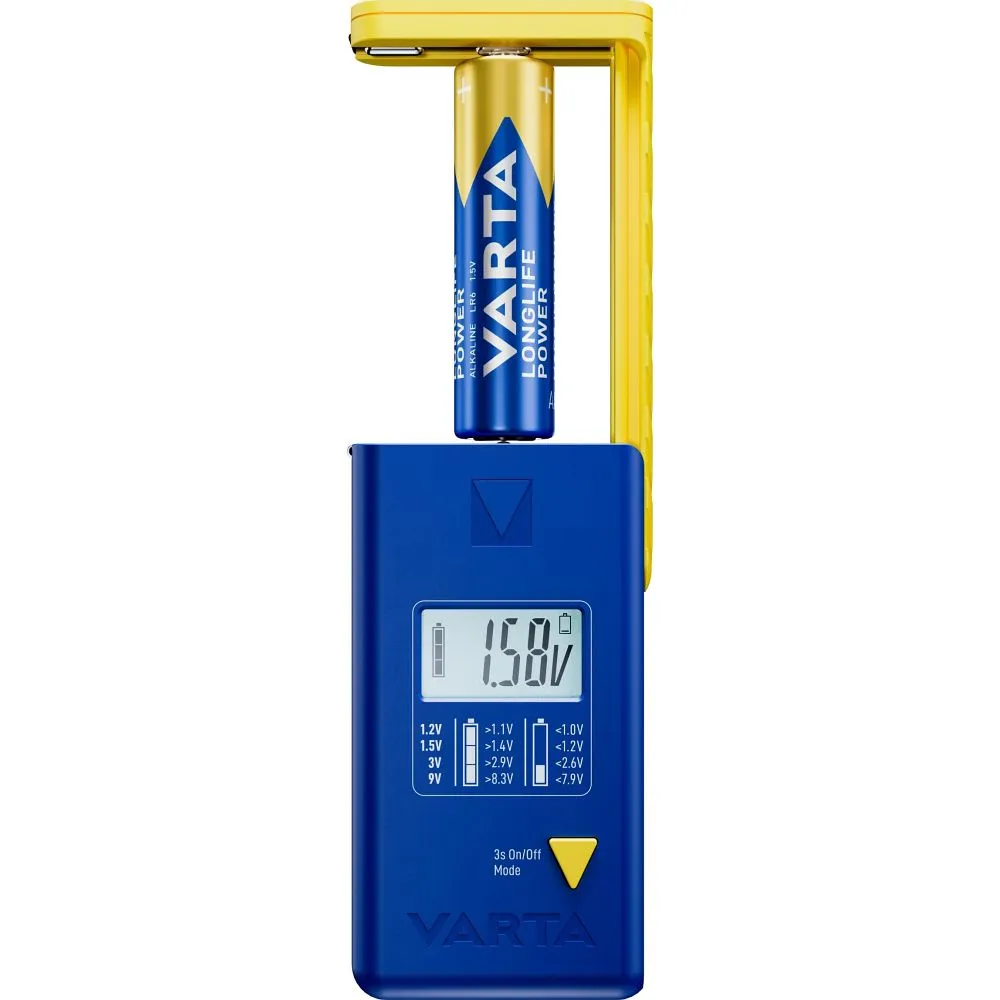 VARTA battery tester with digital display (AA, AAA, Type C, Type D, 9V, button) 893101111 blue - Image 2