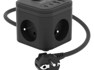 KERG 3-socket power cube + fast charger USB-A+USB-C 1.5m 3×1.5mm2 H05VV-F 16A/250V~ Smart black