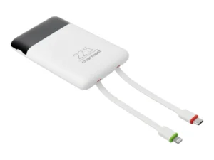 Powerbank Charmast W1202 PD3.0 3A 22,5W 10000 mAh with built-in cables USB C / Lightning white