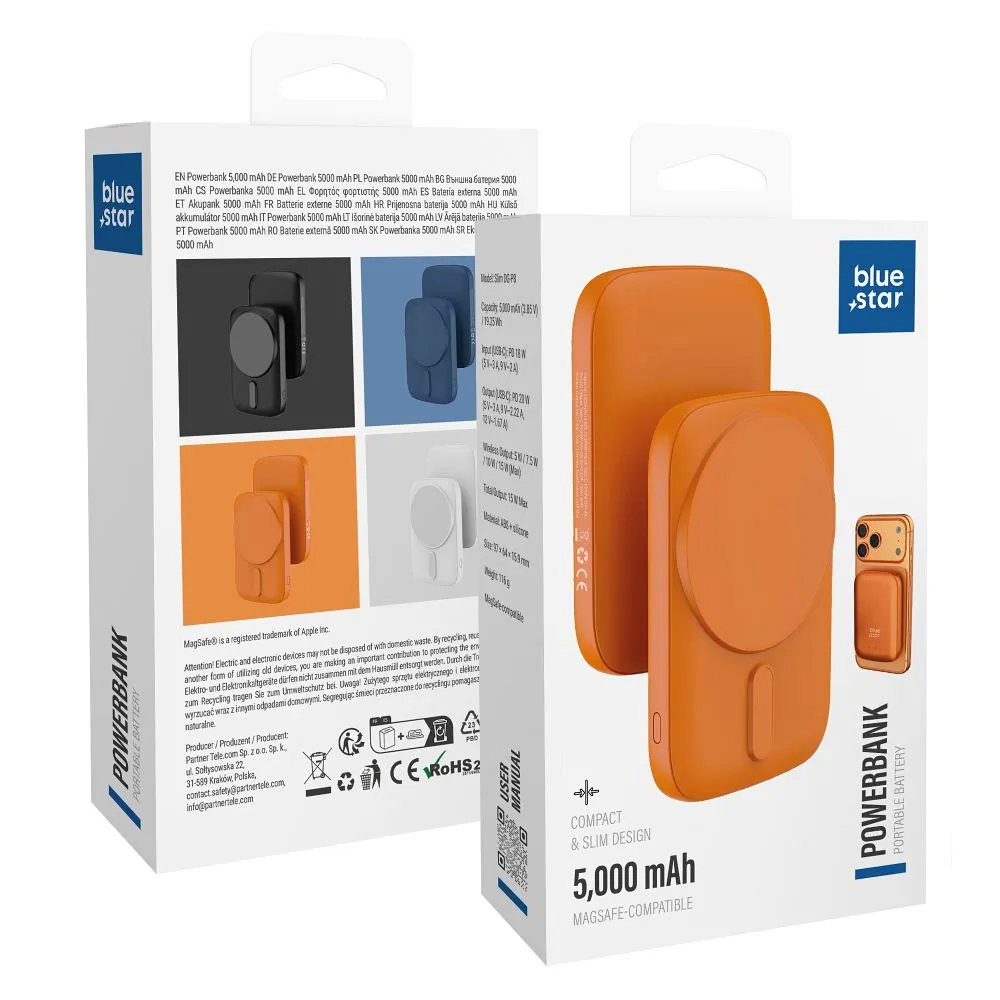 Powerbank compatible with MagSafe Blue Star Slim DG-P8 15W 5000 mAh orange - Image 8