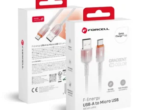Cable USB A to Micro USB Forcell F-Energy QC3.0 2,4A 18W Gradient 1 m C351 white