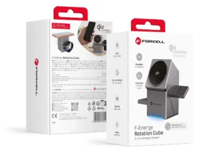 Wireless charger Forcell F-Energy 3in1 Rotation Cube Qi2 compatible with MagSafe (F-06) silver
