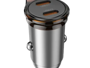 Car charger Hoco 2 x USB C PD QC3.0 45W NZ16B metal gray