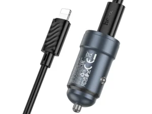 Car charger Hoco USB C QC3.0 PD 30W + cable USB C to Lightning Z57 metal gray