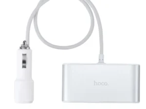 HOCO car charger splitter 3in1 with digital display + 2 x USB A 2,1A Z13 silver