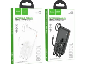 Powerbank Hoco 10000 mAh 2A with four built-in cables USB A + USB C+ Lightning + Micro USB J146 black