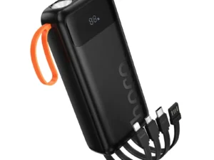 Powerbank Hoco 20000 mAh 2A with built-in cables USB A + USB C+ Lightning + Micro USB and double light J151A black