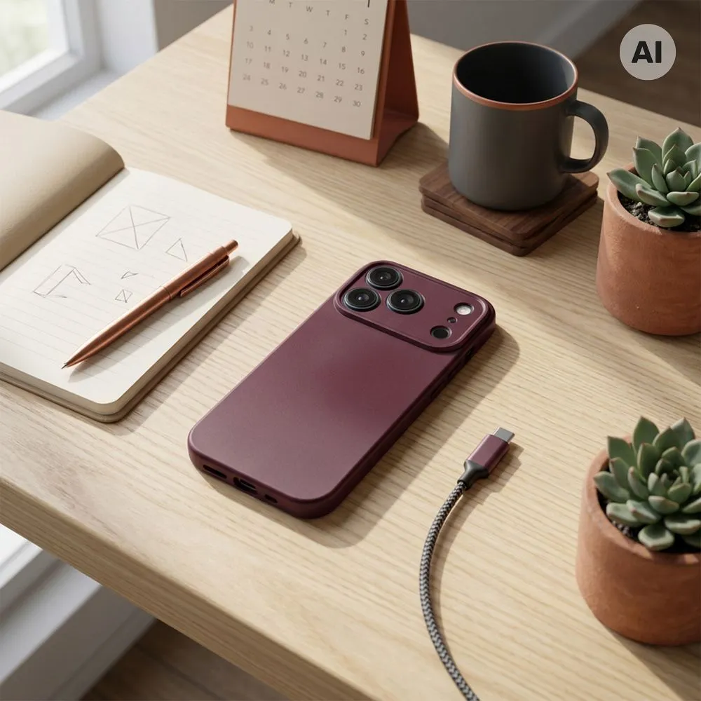 Case for iPhone 18 Pro / 17 Pro Metallic burgundy - 3. kép