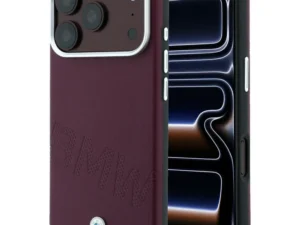 BMW case for IPHONE 18 Pro Max/17 Pro Max compatible with MagSafe (Sign Inclined Deboss Letters) burgundy