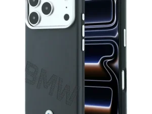 BMW case for IPHONE 18 Pro/17 Pro compatible with MagSafe (Sign Inclined Deboss Letters) grey