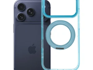 Case for iPhone 18 Pro / 17 Pro Frame Circle Stand compatible with MagSafe light blue