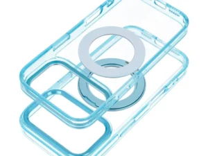 Case for iPhone 18 Pro Max / 17 Pro Max Frame Circle Stand compatible with MagSafe light blue