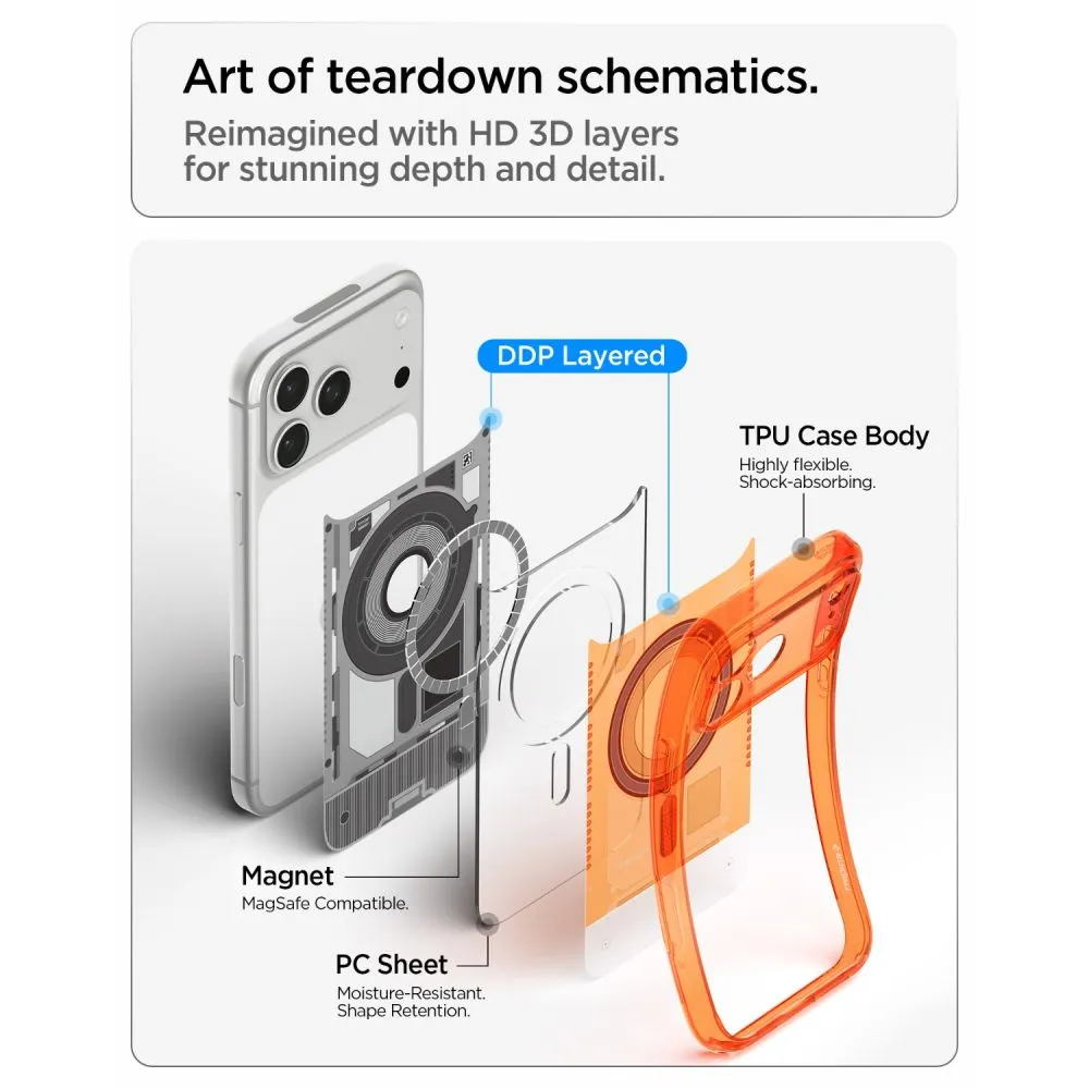 SPIGEN case ULTRA HYBRID compatible with MagSafe for IPHONE 17 Pro/18 Pro c-one tangerine - Image 9