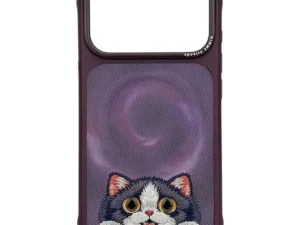 NIMMY case BIG EYED LYING CREAM CAT compatible with MagSafe for IPHONE 18 Pro Max/17 Pro Max purple