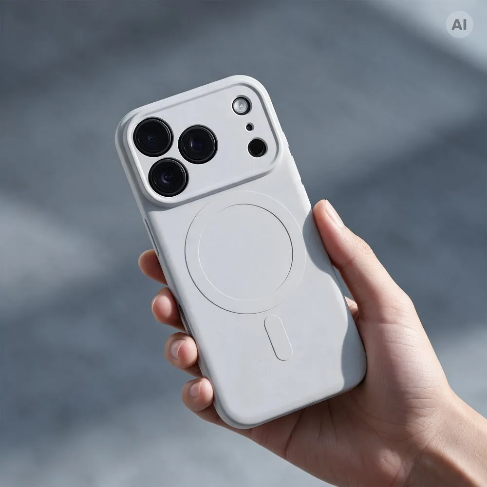 Case for iPhone 18 Pro Max / 17 Pro Max Silicone Mag Cover compatible with MagSafe (camera protection) silver - Image 2