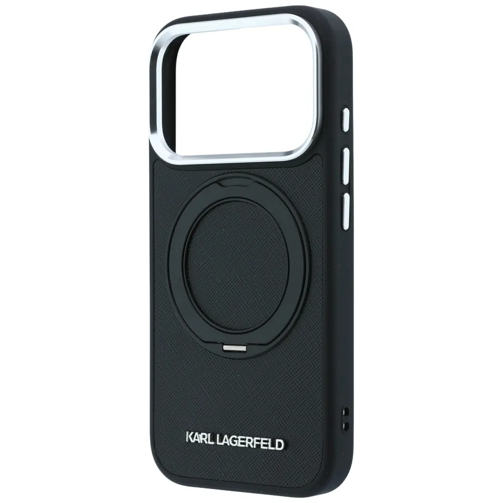 KARL LAGERFELD case for IPHONE 18 Pro Max/17 Pro Max compatible with MagSafe (Ring Stand 360 Saffiano Classic Logo) black - Image 6