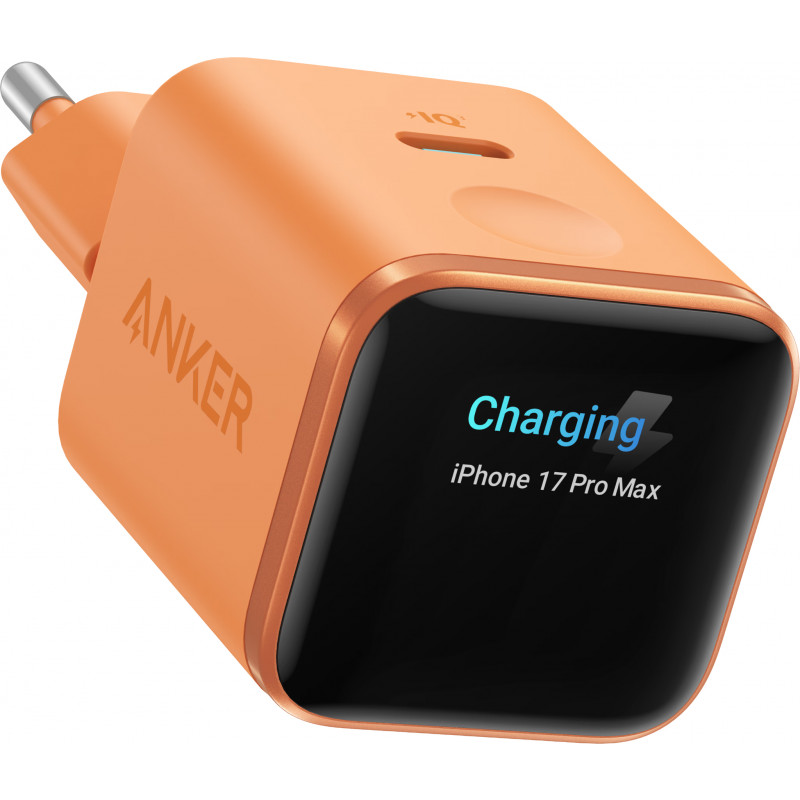 Anker Nano Display USB-C hálózati töltő adapter kijelzővel, 45W, 3A, narancs