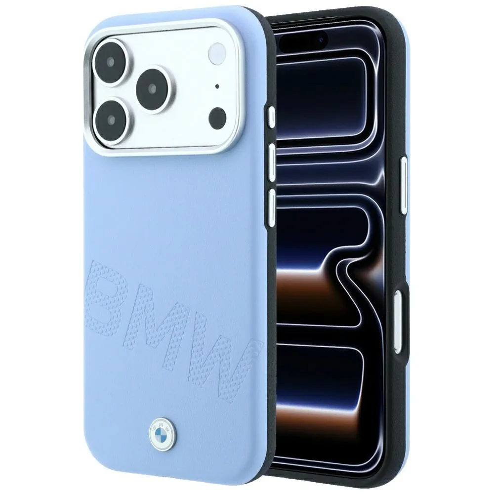 BMW case for IPHONE 18 Pro Max/17 Pro Max compatible with MagSafe (Sign Inclined Deboss Letters) blue