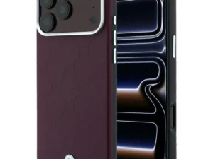 BMW case for IPHONE 18 Pro/17 Pro compatible with MagSafe (Sign Deboss Quilted Metal Logo) burgund