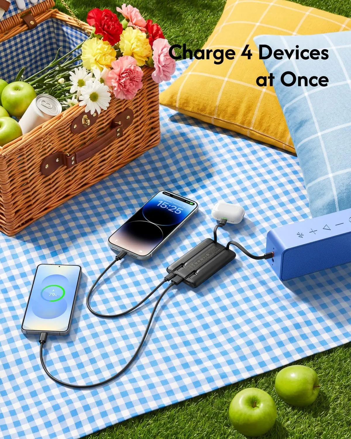 Wirelles charger Qi2.2 25W Apple 3-in-1 included 90cm retractable cable - Image 2