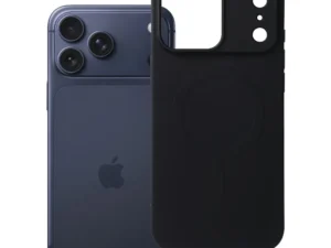 Case for iPhone 17 Pro Max / 18 Pro Max (low camera edge) Silicone Mag Cover compatible with MagSafe (big hole) black