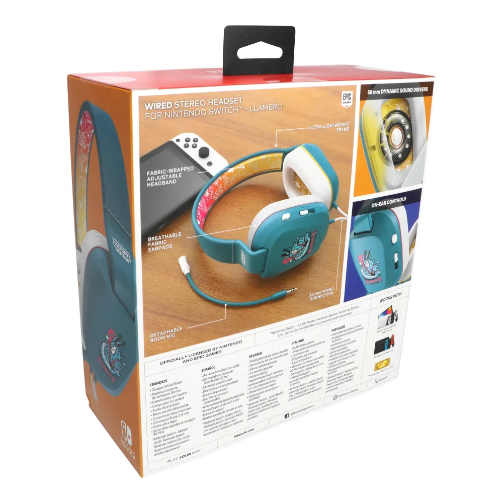 Wire gaming headphones Jack 3,5 mm PowerA Fortnite Llambro turqus white - Image 4