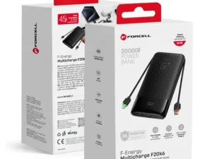 FORCELL F-ENERGY F20K6 Multicharge powerbank with built-in cables Type C and Lightning PD QC3.0 3A 35W 20000 mAh black