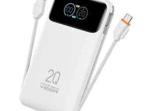 Powerbank Veger Fuerza 10 (W1212B) PD 20W 10000 mAh with built-in cables USB C / Lightning white