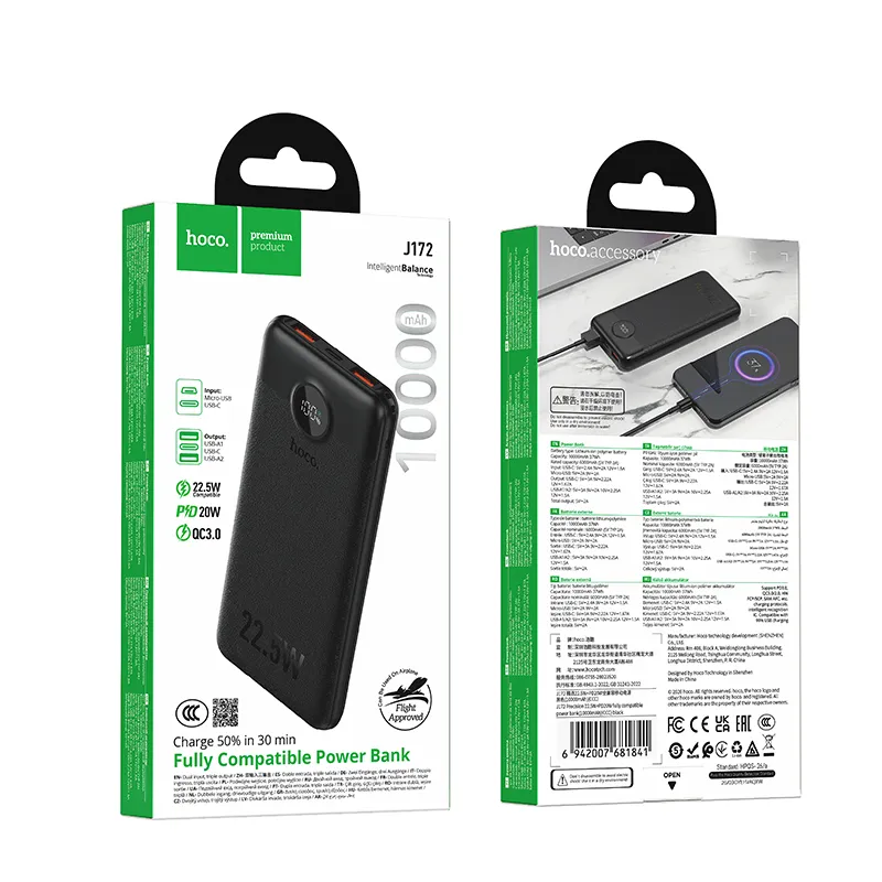 Powerbank Hoco 10000 mAh QC 22,5W+PD 20W LED J172 white - Image 6