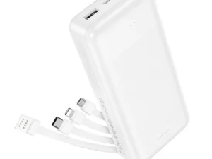 Powerbank Hoco 20000 mAh 2A with four built-in cables USB A + USB C+ Lightning + Micro USB J163A white