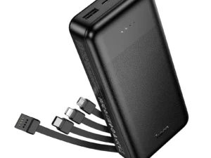 Powerbank Hoco 20000 mAh 2A with four built-in cables USB A + USB C+ Lightning + Micro USB J163A black