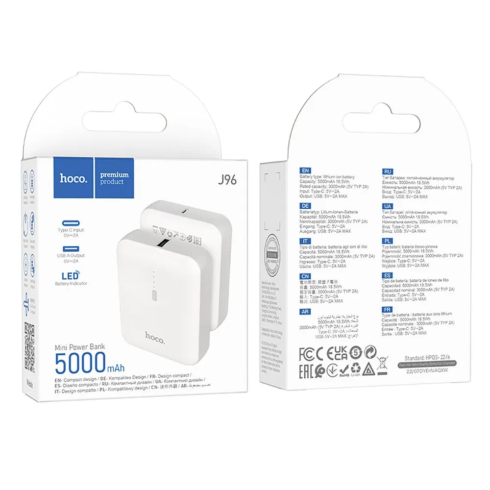 Powerbank Hoco 5000 mAh 2A J96 white - Image 4