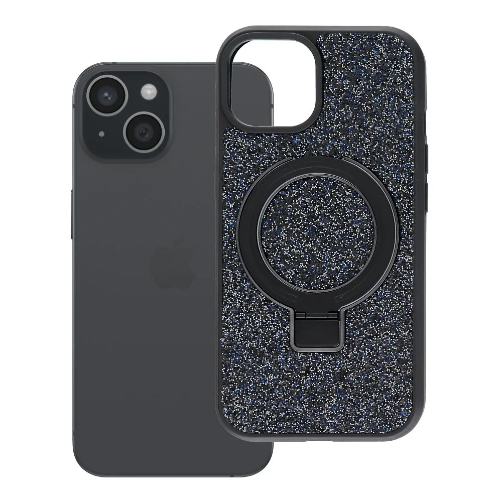 Case for iPhone 15 Quartz Circle Stand Mag Cover black