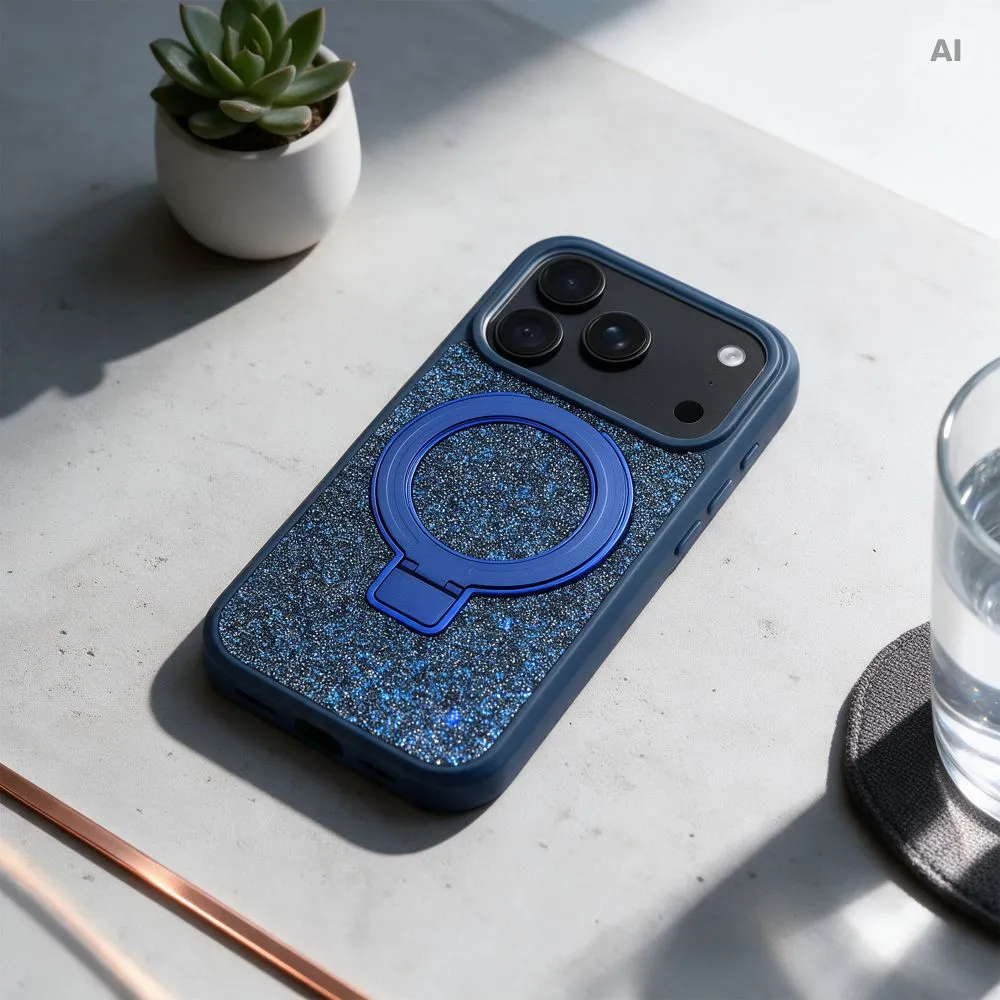 Case for iPhone 17 Quartz Circle Stand Mag Cover navy blue - 4. kép