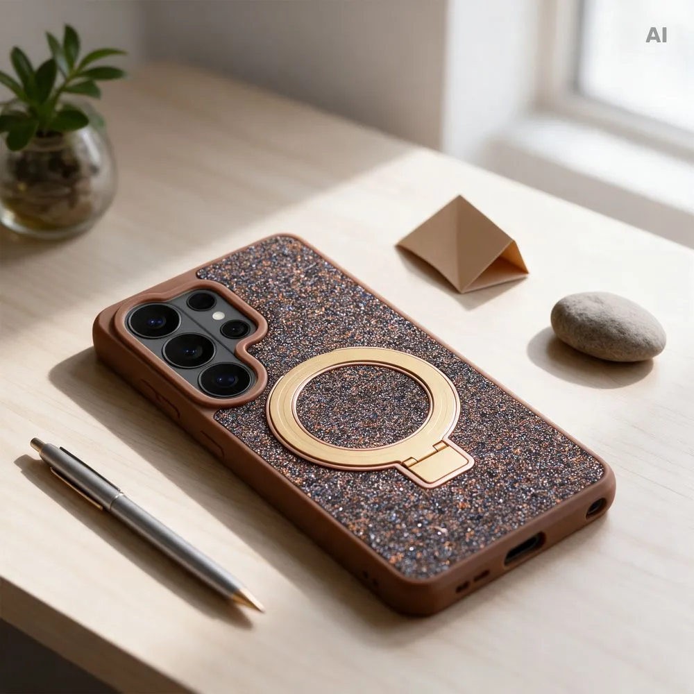 Case for Samsung S26 Quartz Circle Stand Mag Cover brown - Image 4