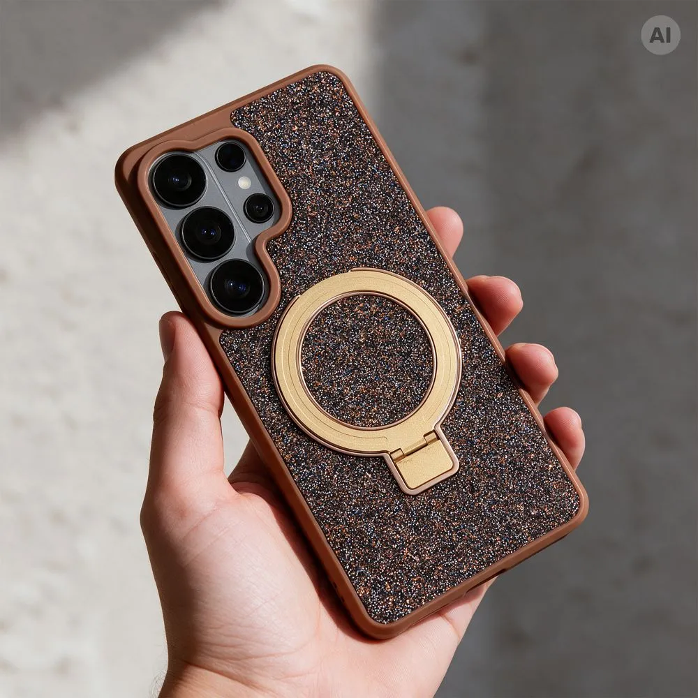 Case for Samsung S26 Quartz Circle Stand Mag Cover brown - Image 3